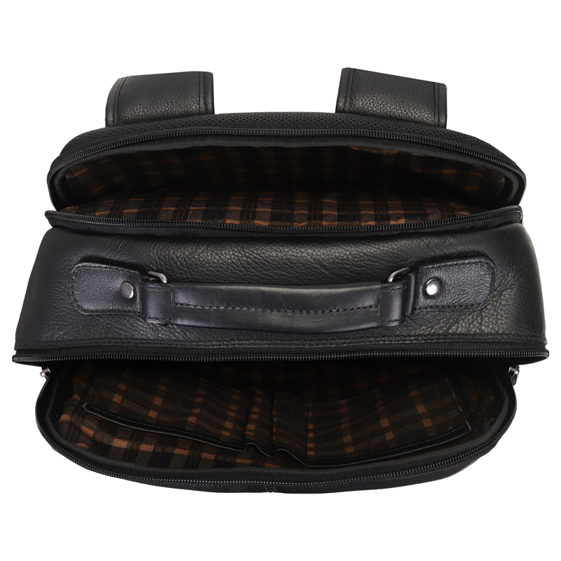 Mochila Couro Compartimento Notebook Bolso Frontal