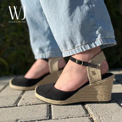 Espadrille Couro Com Fivela 7cm