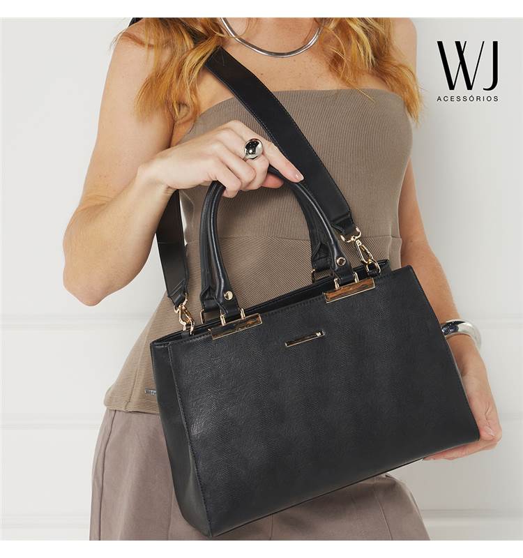 Bolsa Satchel Grande Lezard Com Divisorias E Porta Alcas De Metal