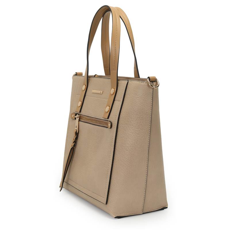 Bolsa Satchel Media Bicolor Com Bolso Frontal