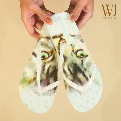 Chinelo Dedo Estampa Gato