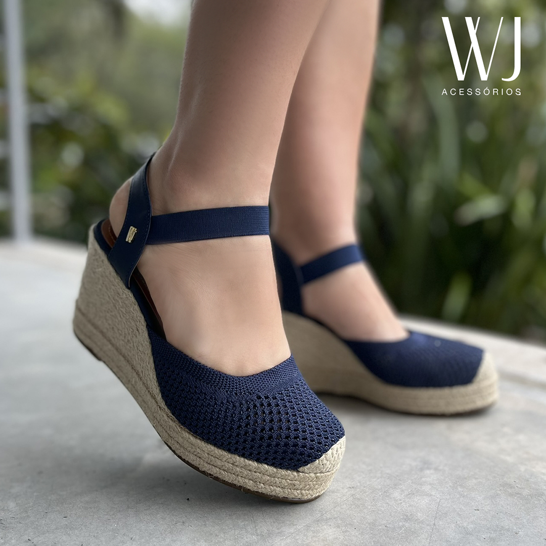 Ana Sandalia Anabela Knit Com Elastico 8,5cm