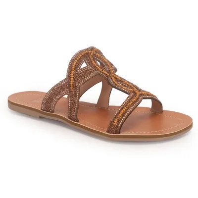 Rasteirinha Transpassada Com Metais E Missangas