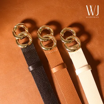 Cinto Feminino Couro Fivela Elos 2,5cm