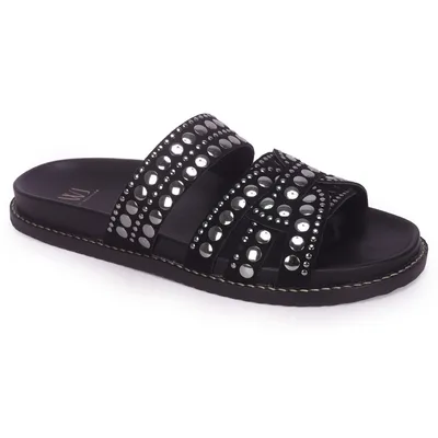 Birk Couro Com Metais