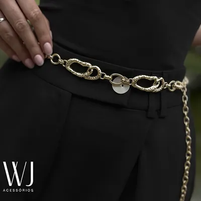 Cinto Feminino Corrente Metal 2cm