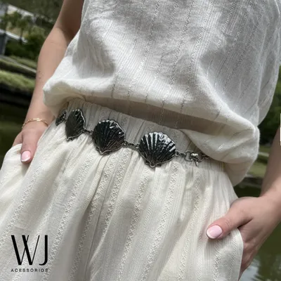 Cinto Feminino Metal Conchas 4cm