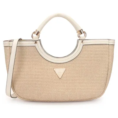 Bolsa Satchel Grande Palha Logo Metal Resinado