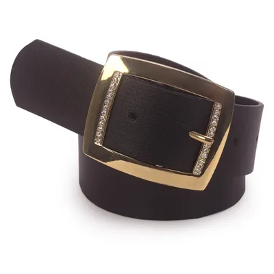 Cinto Feminino Fivela Quadrada Com Strass 4cm