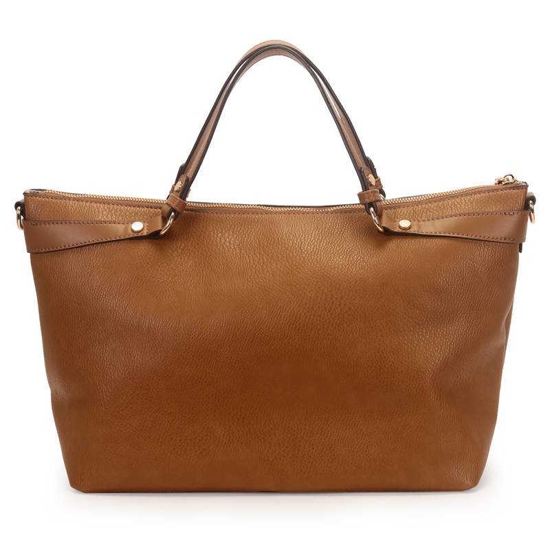 Bolsa Satchel Grande Puxadores De Metal Resinados
