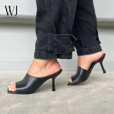 Tamanco Medio Couro 7cm