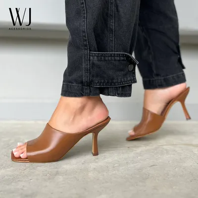 Tamanco Medio Couro 7cm