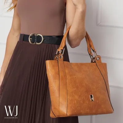 Bolsa Satchel Grande Monograma Wj Baixo Relevo