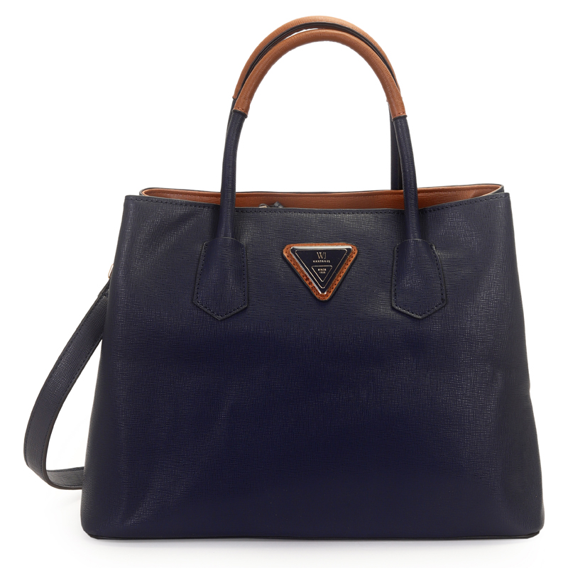 Bolsa Satchel Grande Bicolor Metal Logo Resinado