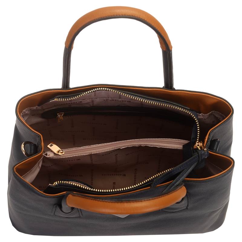 Bolsa Satchel Grande Bicolor Metal Logo Resinado