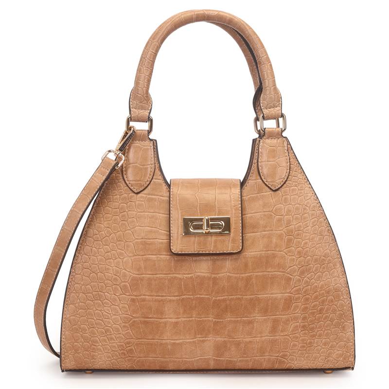 Bolsa Satchel Media Croco Estruturada Com Fecho