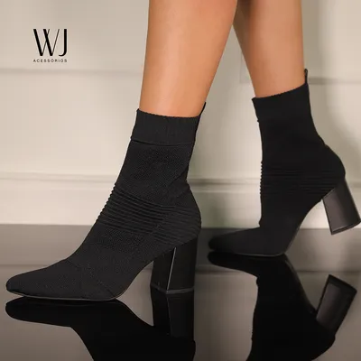 Bota Cano Curto Knit 7cm