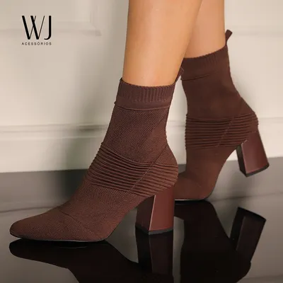 Bota Cano Curto Knit 7cm