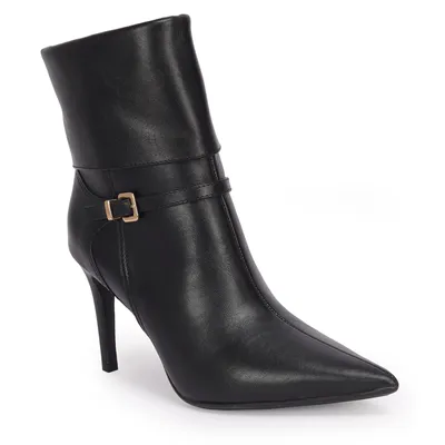 Bota Cano Curto Couro Tira Com Fivela 8,5cm