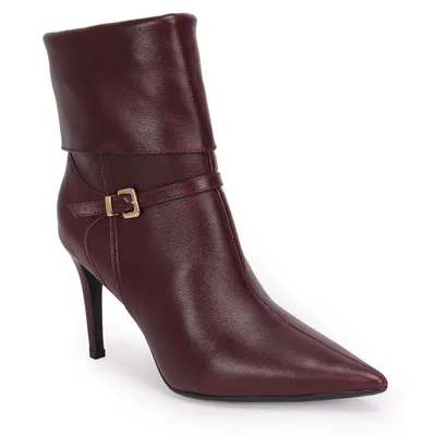 Bota Cano Curto Couro Tira Com Fivela 8,5cm