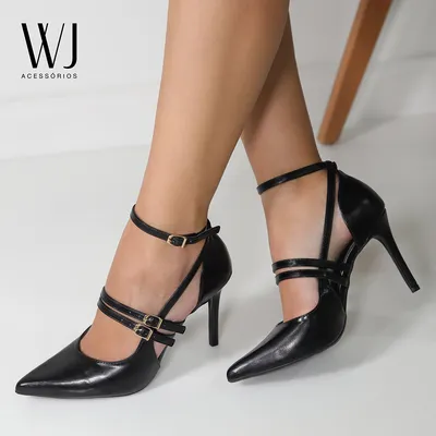 Scarpin Tiras Com Fivelas 8,5cm