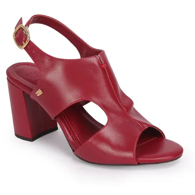 Sandalia Media Couro Camur?a Com Recorte 8cm