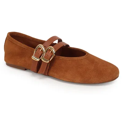 Sapatilha Couro Camur?a Com Tiras E Fivela