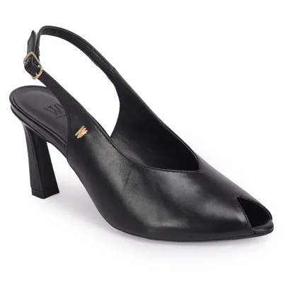 Peep Toe Couro Recorte No Bico 8,5cm