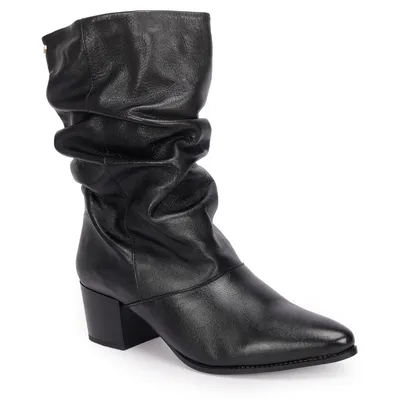 Bota Cano Medio Couro Slouch 5cm