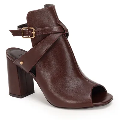 Sandal Boot Couro Tira Com Fivela 8,5cm