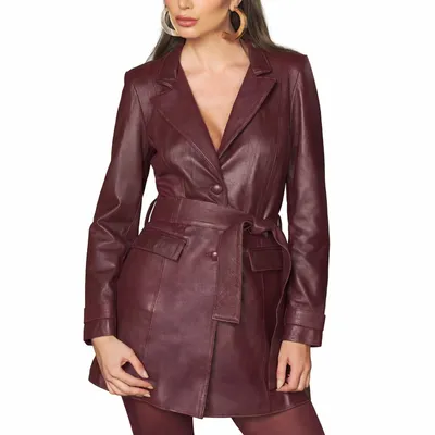 Blazer Alongado Couro Faixa Amarra??o