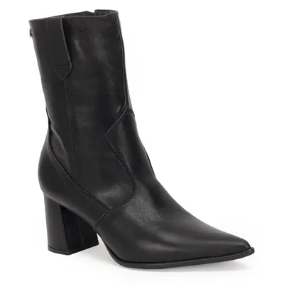 Bota Cano Medio Couro Carimbo Wj 7cm