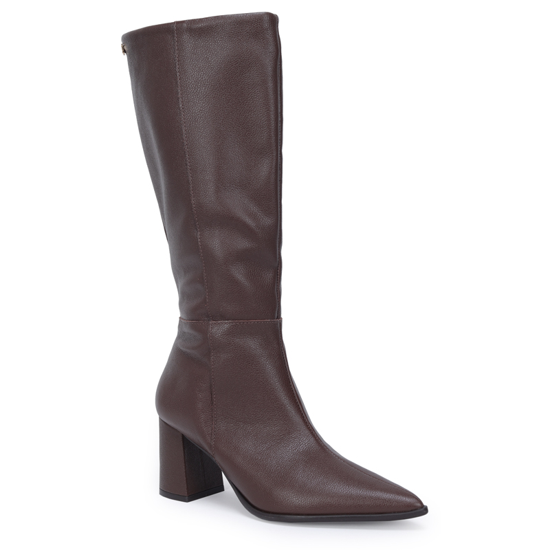Bota Cano Longo Couro Basica 7cm