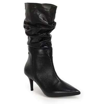 Bota Cano Medio Couro Slouch 7,5cm