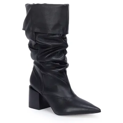 Bota Cano Longo Couro Slouch 7,5cm