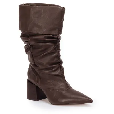 Bota Cano Longo Couro Slouch 7,5cm