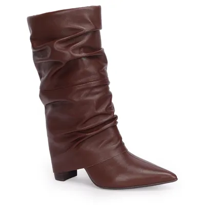 Bota Cano Longo Couro Gola 9cm