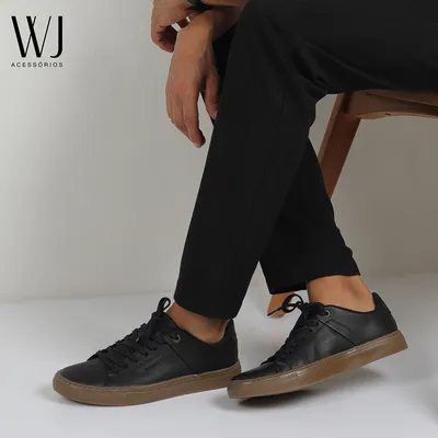 Calcado Masculino Couro Recorte E Carimbo Wj