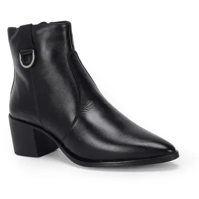 Bota Cano Curto Couro Com Metal 6cm