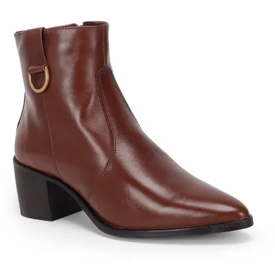 Bota Cano Curto Couro Com Metal 6cm