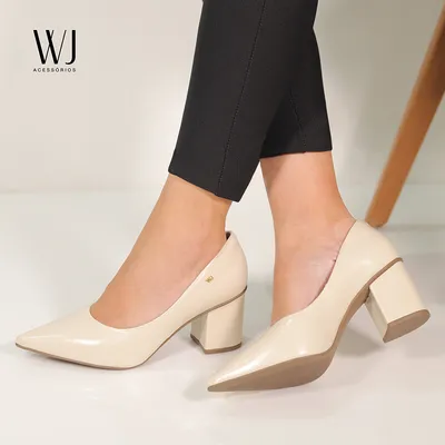 Scarpin Com Vira Salto Bloco 7cm