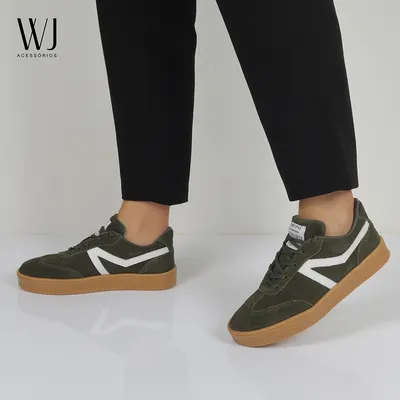 Tenis Couro Camurça Recortes