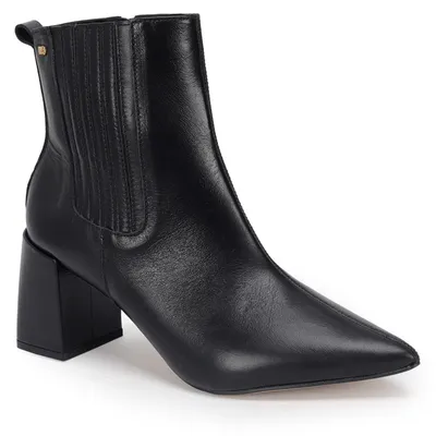 Bota Cano Curto Couro Basica Com Elastico 7,5cm