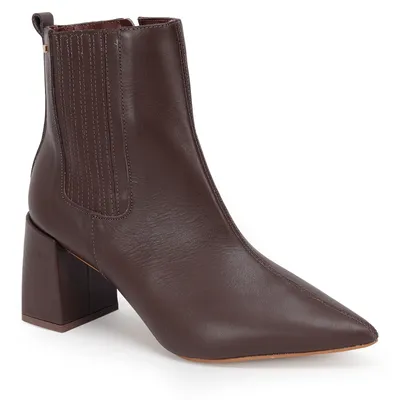 Bota Cano Curto Couro Basica Com Elastico 7,5cm