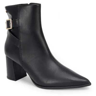 Bota Cano Curto Couro Tiras Com Fivela 7cm