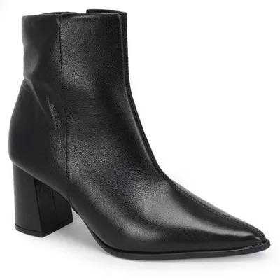 Bota Cano Curto Couro Sola Com Vira 7,5cm