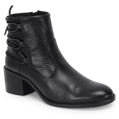 Bota Cano Curto Couro Amarração 4cm