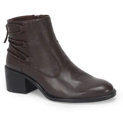 Bota Cano Curto Couro Amarraçao 4cm