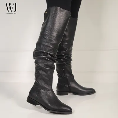 Bota Over The Knee Couro Metal Wj