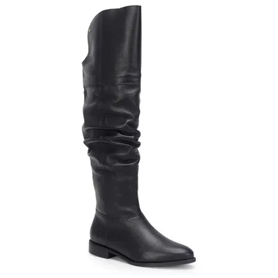 Bota Over The Knee Couro Metal Wj